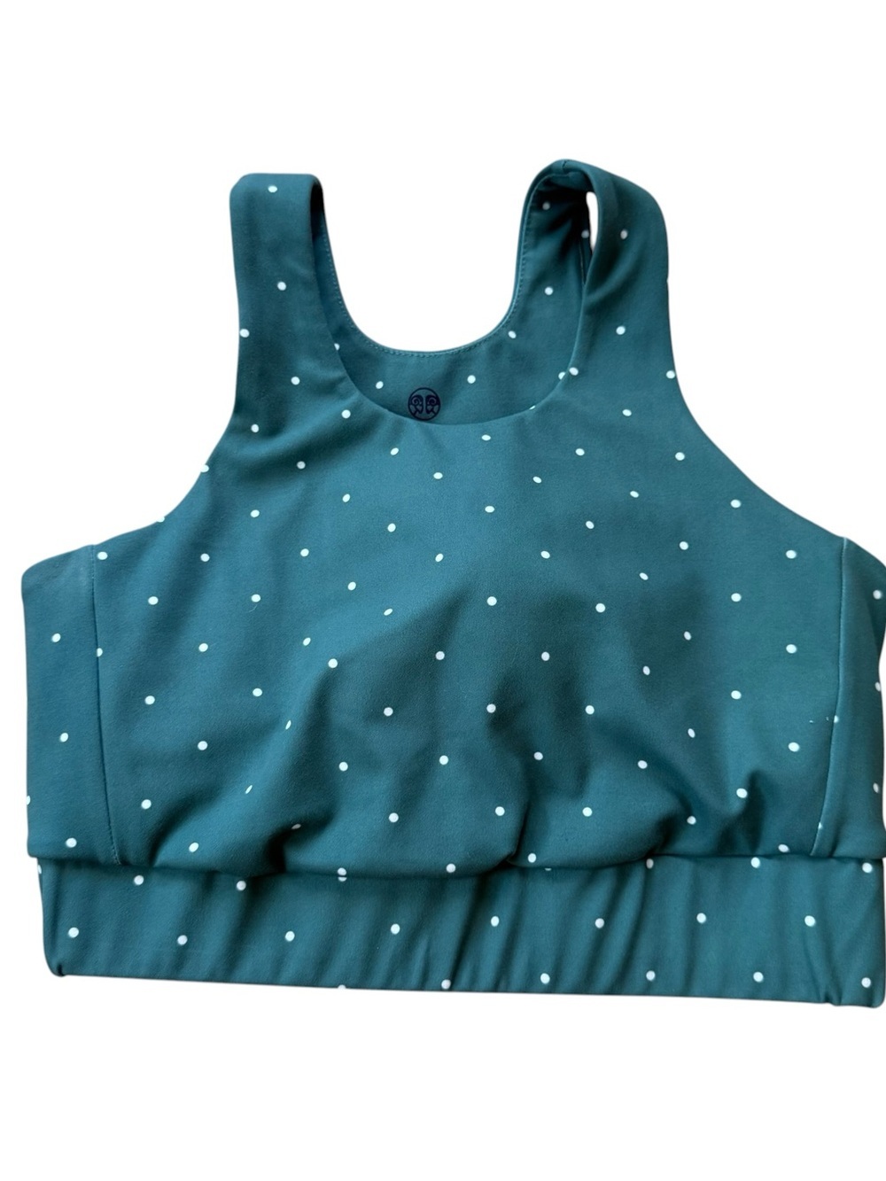 Renwick Teal Polka Dot Racerback Golf Sports Bra size XS High Neck Crop